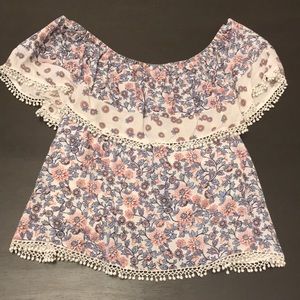 Off the shoulder shirt with flowers on it!